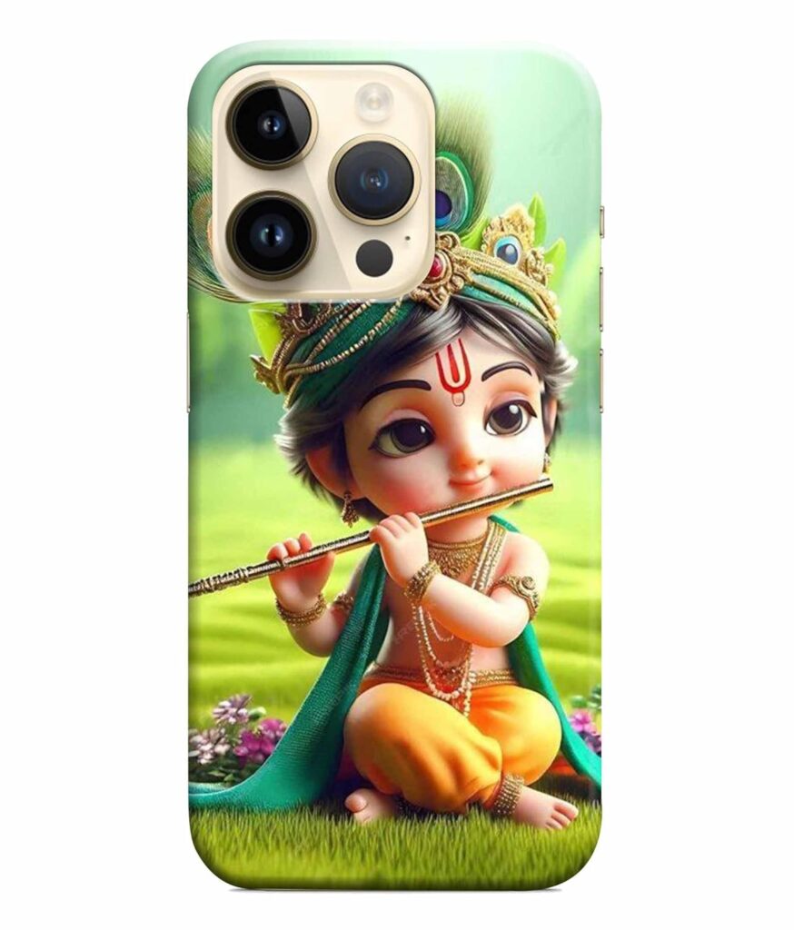 Dugvio Printed Colorful Hard Back Case Cover & Compatible for Apple iPhone 14 Pro Max | Little Krishna Radha Krishna (Multicolor) - D6101