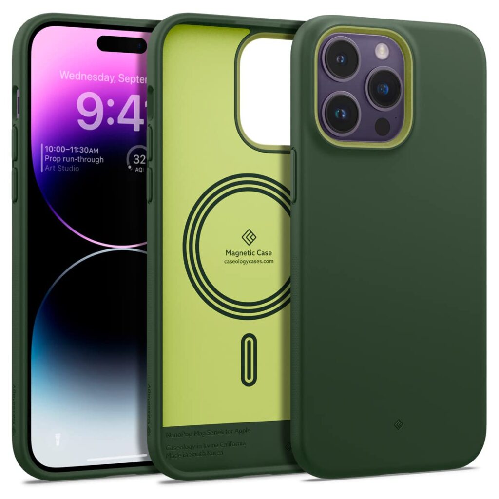 CASEOLOGY by Spigen Nano Pop Mag Back Cover Case Compatible with iPhone 14 Pro Max (TPU and Polycarbonate|AVO Green)
