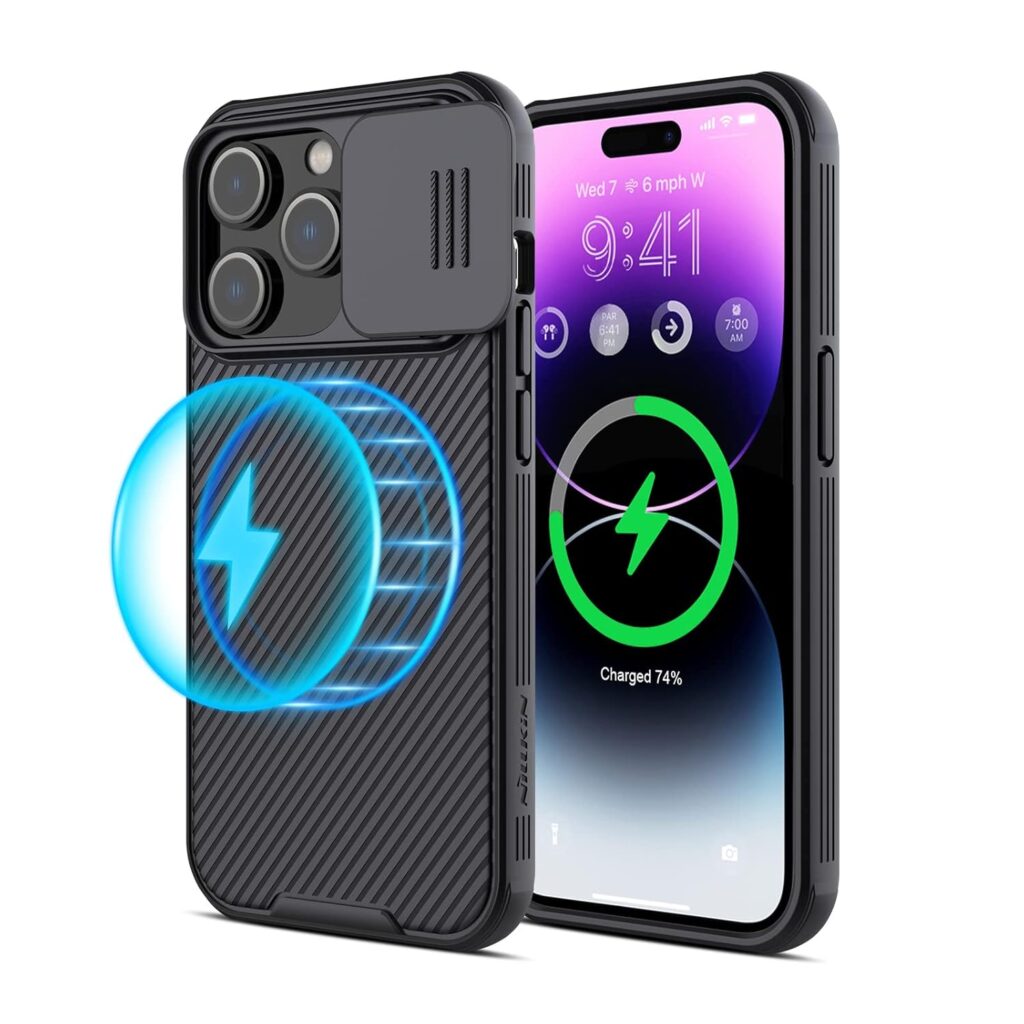 Nillkin Case for Apple iPhone 14 Pro Max (6.7" Inch) Camshield Pro Magnetic Case Works with Magsafe Charger Camera Slider Double Layered Protection TPU + PC Black
