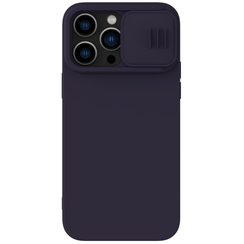 Nillkin Case for Apple iPhone 14 Pro Max (6.7" Inch) CamShield Silky Soft Liquid Silicon + PC Finish Camera Slider Inner Microfiber Dark Purple