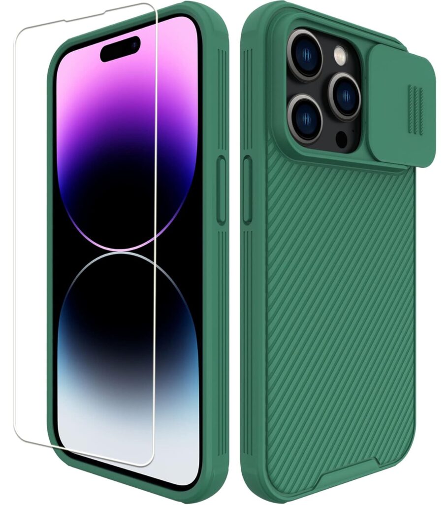 Wefor Compatible with iPhone 14 Pro Max Case 6.7 inch with Camera Cover,Slim Fit Thin Polycarbonate Protective Shockproof Cover with Slide Camera Cover, Upgraded Case (Green)