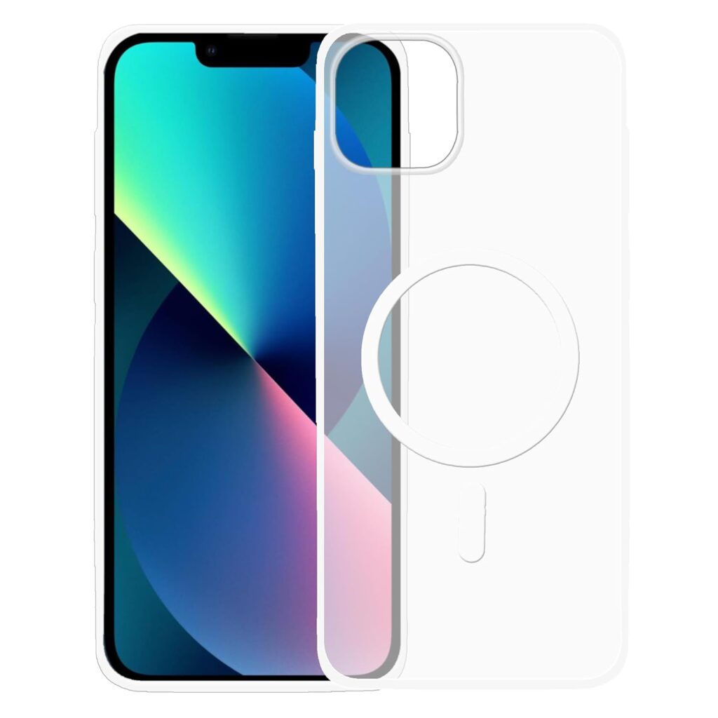 amazon basics Luxury Paper Thin Case Cover for iPhone 13 / iPhone 14 5G | Matte Finish | Compatible with magsafe | (White, iPhone 13 / iPhone 14 5G)