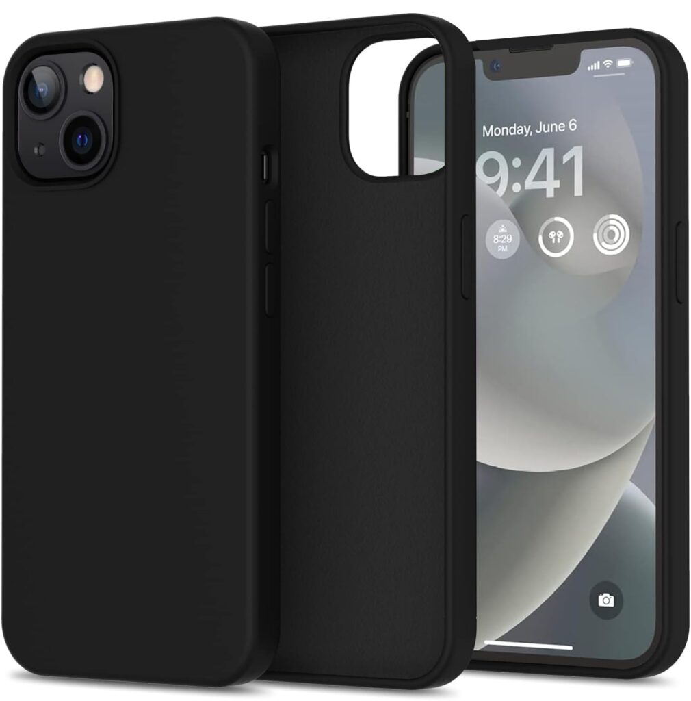 LOXXO® Microfiber Candy Case Compatible for iPhone 14 Plus, Shockproof Slim Back Cover Liquid Silicone Case- Black