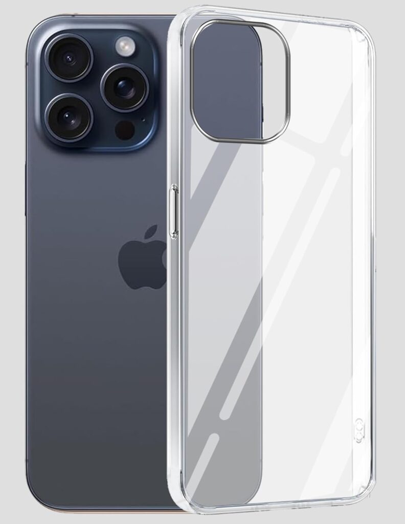 Jkobi Lifetime Anti-Yellow Clear Back Cover Case for Apple iPhone 15 Pro Max (Sleek Hard Crystal | Shockproof and Camera Protection)