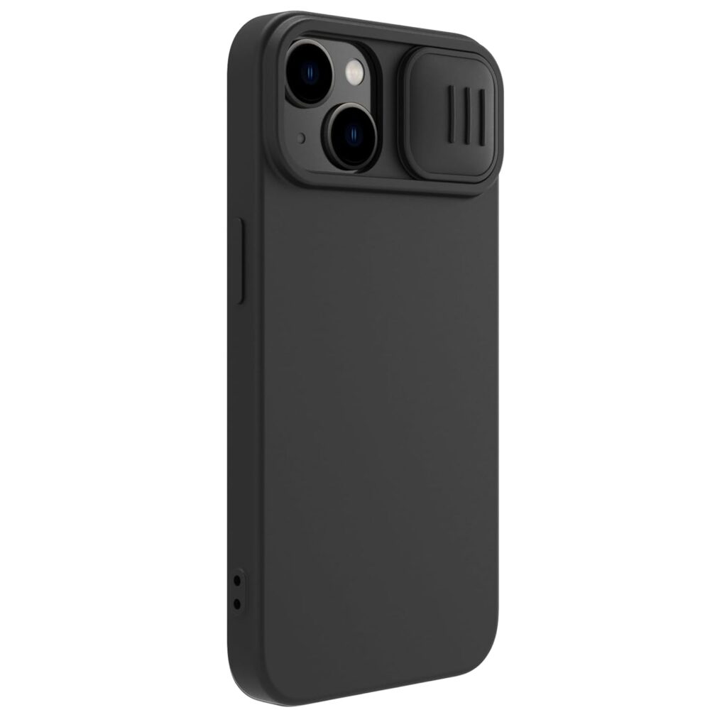 Nillkin Case for Apple iPhone 15 Plus (6.7" Inch) CamShield Silky Soft Liquid Silicon + PC Finish Camera Slider Inner Microfiber Black