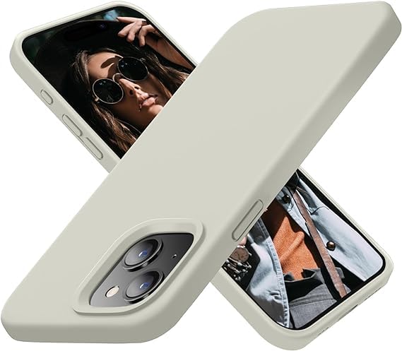 TEEKAOO Silicone Series Back Cover Case Compatible with iPhone 15 Plus (Beige) |Drop Protection and Camera Protection,Shock Absorbent, Soft Microfiber Lining Inside | Colour- Beige