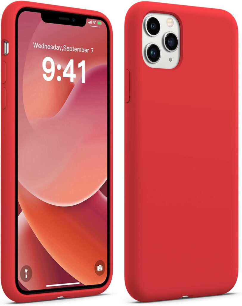 LOXXO® Microfiber Candy Case Compatible for iPhone 11 Pro Max 6.5 inch, Shockproof Slim Back Cover Liquid Silicone Case - Red
