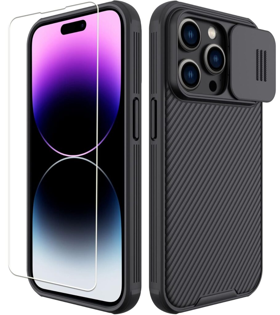Wefor Compatible with iPhone 14 Pro Max Case 6.7 inch with Camera Cover,Slim Fit Thin Polycarbonate Protective Shockproof Cover with Slide Camera Cover, Upgraded Case (Black)