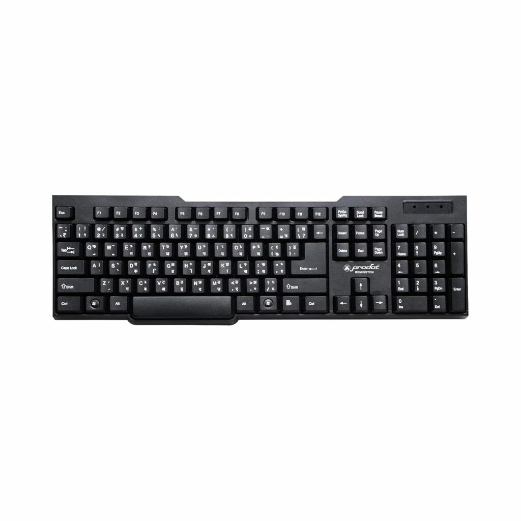 ProDot Hindi Remington USB Wired Keyboard I Plug & Play Technology I 104 Keys I 10M Key Life I 1.2m Cable I Rupee Key I Spill Resistant Design I Compatible with Windows, iOS, Linux I 1 Year