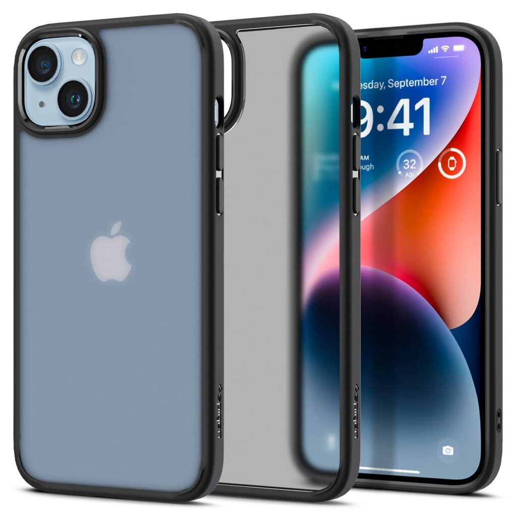 Spigen Ultra Hybrid Back Cover Case Compatible with iPhone 14 (TPU + Poly Carbonate | Frost Black)
