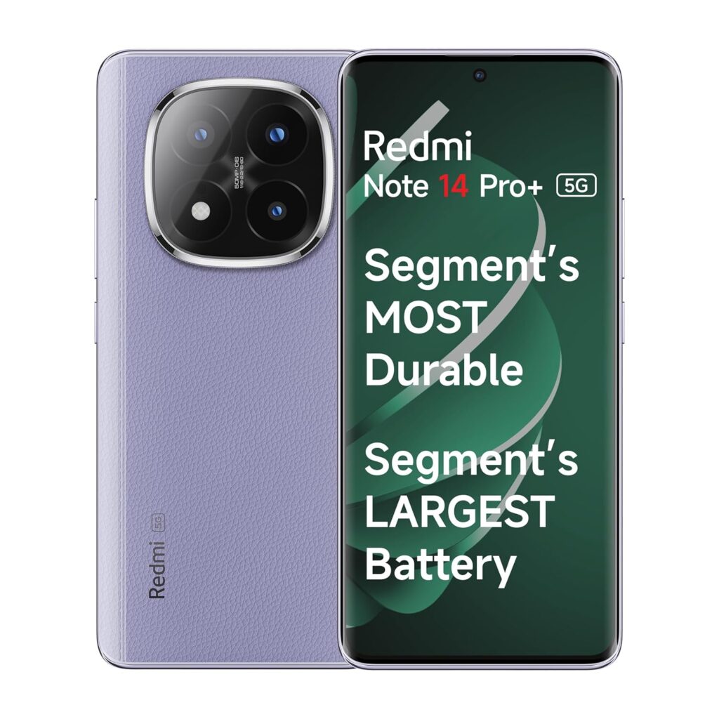 Redmi Note 14 Pro+ 5G Phantom Purple 8GB RAM 128GB Storage| 50 MP Triple Camera with Telephoto | Corning Gorilla Glass Victus 2 | IP 68 | SD 7s Gen 3