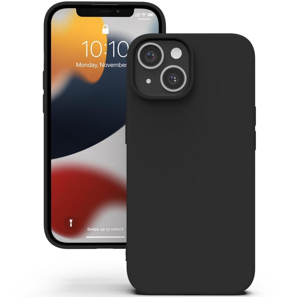 YATWIN Silicone Back Case for iPhone 14 Plus, Soft-Touch Phone Back Cover for Apple iPhone 14 Plus - Black