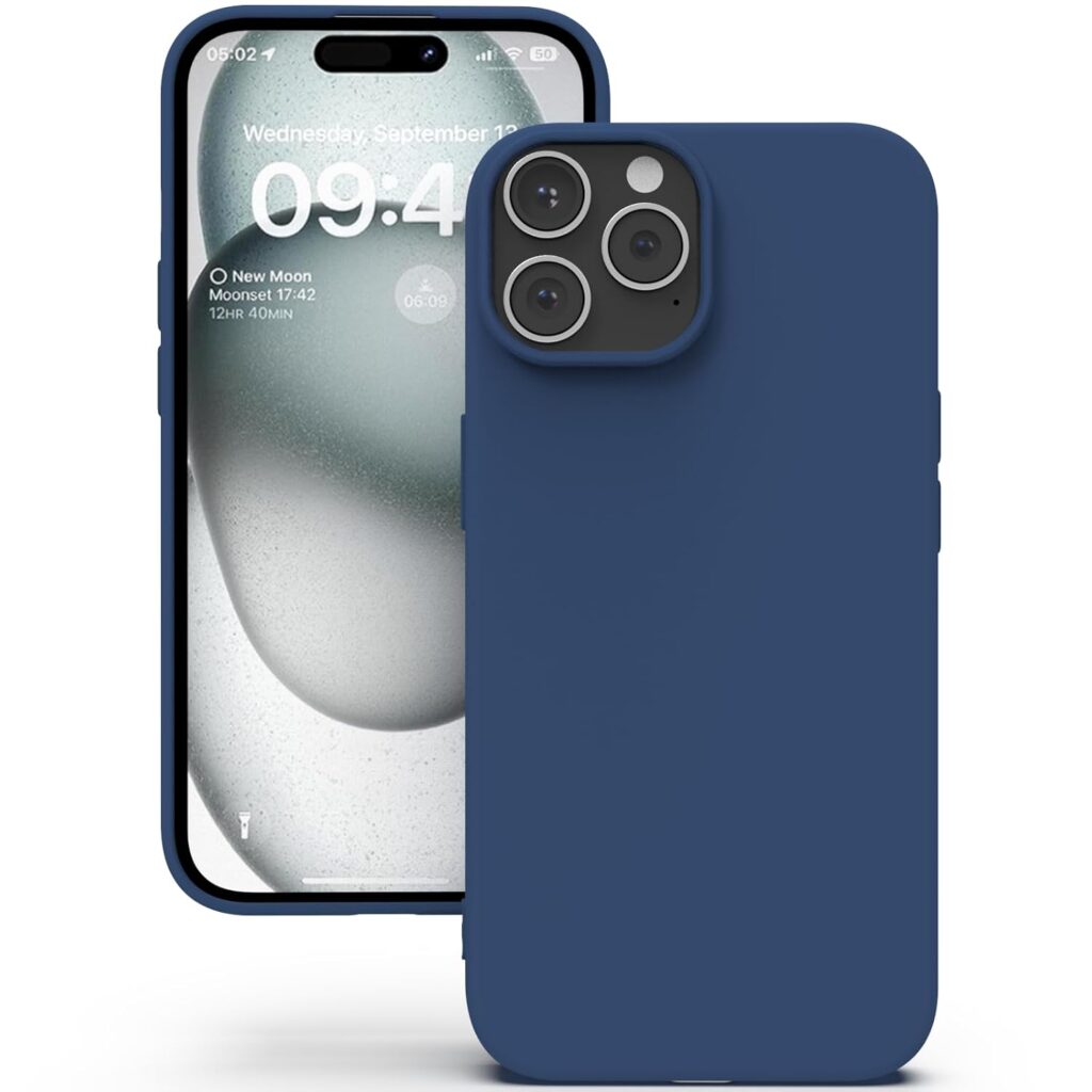 YATWIN Silicone Back Case for iPhone 15 Pro Max, Soft-Touch Phone Back Cover for Apple iPhone 15 Pro Max - Dark Blue