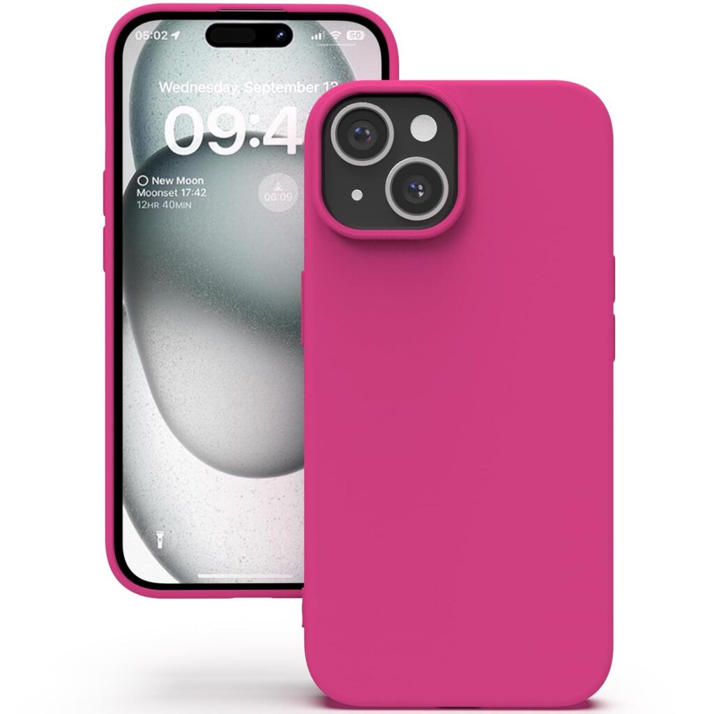 YATWIN Silicone Back Case for iPhone 15 Plus, Soft-Touch Phone Back Cover for Apple iPhone 15 Plus - Magenta