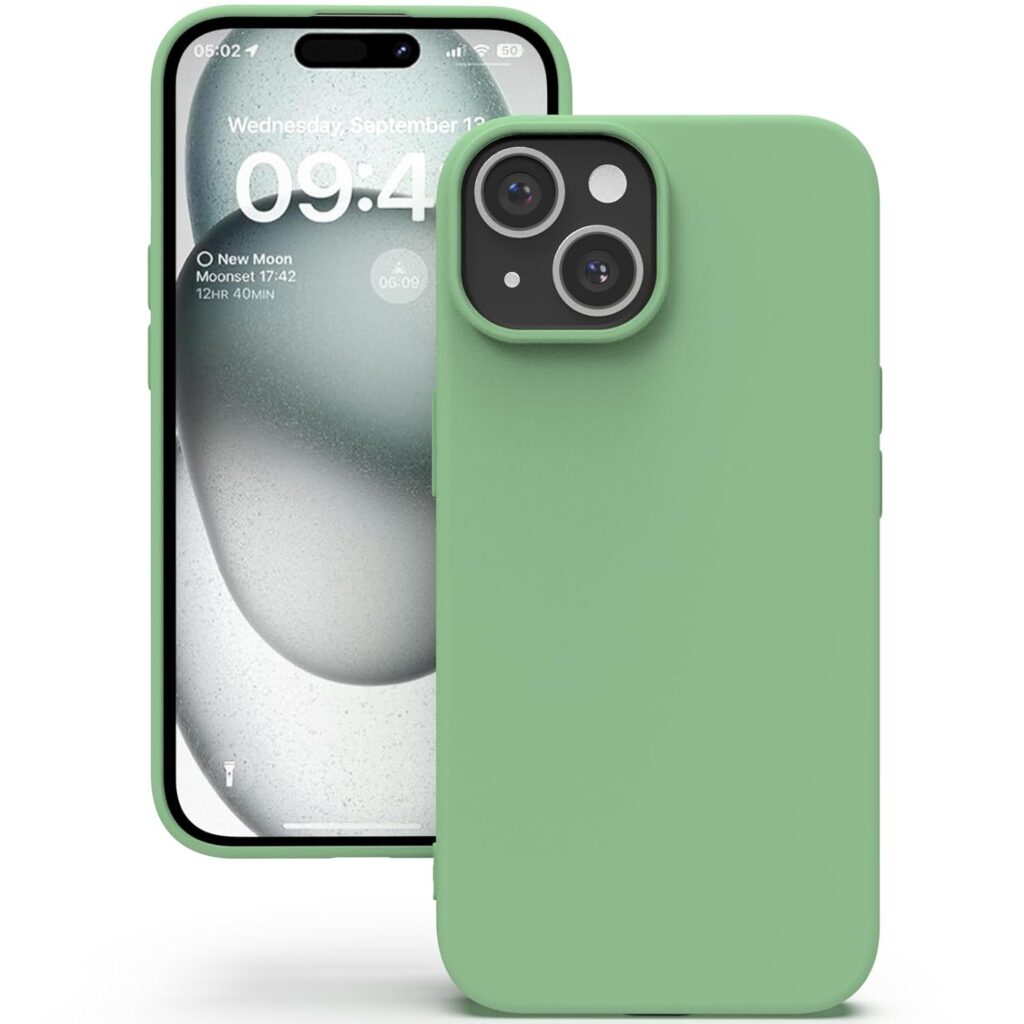 YATWIN Silicone Back Case for iPhone 15 Plus, Soft-Touch Phone Back Cover for Apple iPhone 15 Plus - Mint Green