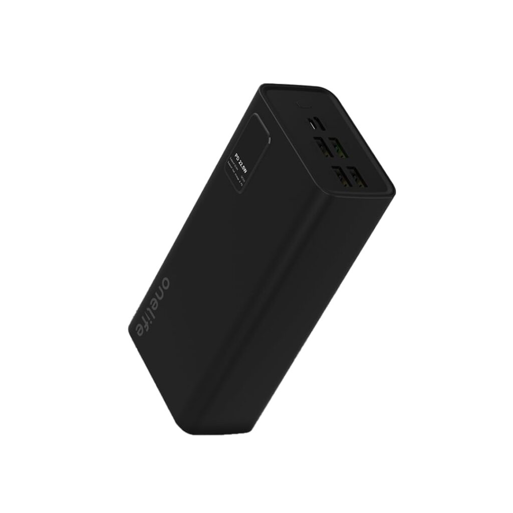 One Life Power 10 30000mAh Power Bank, 22.5W Fast Charging, Dual Input (USB-C & Micro), Triple Output (USB-A & C), PD & Quick Charge, Compatible with iPhone, Android & More (Black)