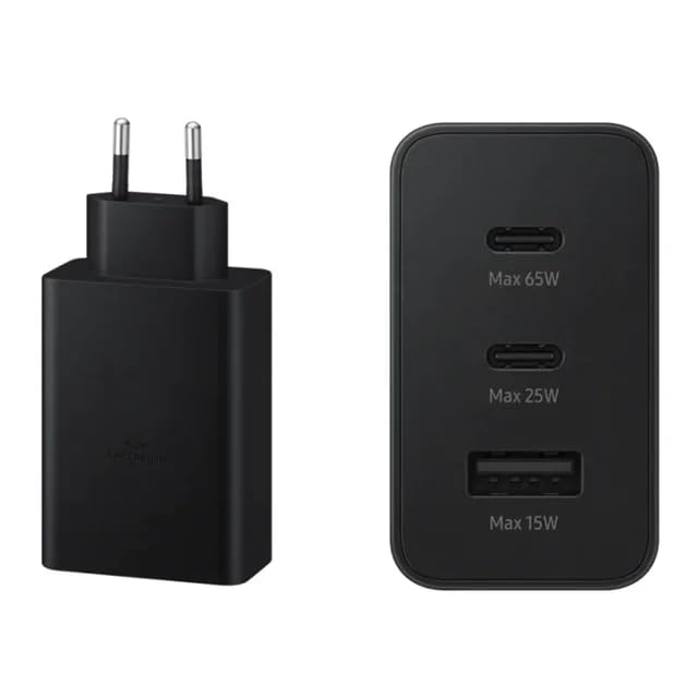 BURJ Fast Charging 65W: 3 Port Charger for Samsung Galaxy S23U,S22U, FOLD 5-4-3-2-1, NOTE20U-20, & S-F-N Series - High-Speed, Fast, and Efficient (Adapter + Cable)