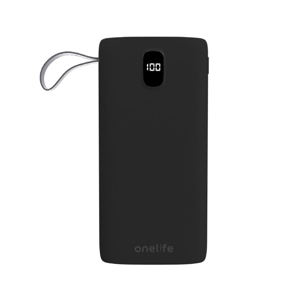 One Life Dual Port Ultra Slim 12W Fast Charging Power Bank with Massive 20000 mAh Capacity & LED Indicator for iPhone Android Mobiles & Tablets (Black)