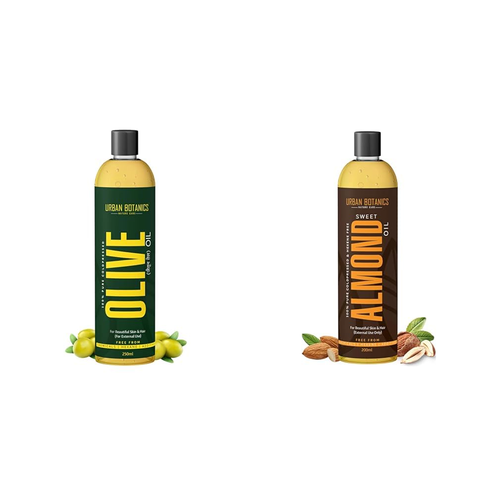 UrbanBotanics® Pure Cold Pressed Olive Oil For Hair and Skin & UrbanBotanics® Pure Cold Pressed Sweet Almond Oil for Hair and Skin