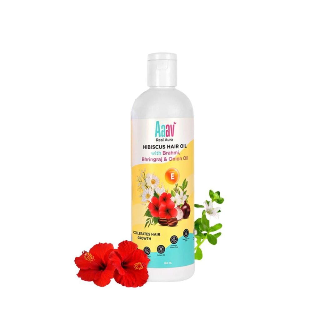 AaaV Hibiscus Hair Oil with Brahmi, Bhringraj, Onion Oil & Vitamin E – Strengthens Roots, Reduces Hair Fall & Promotes Growth - 150ml
