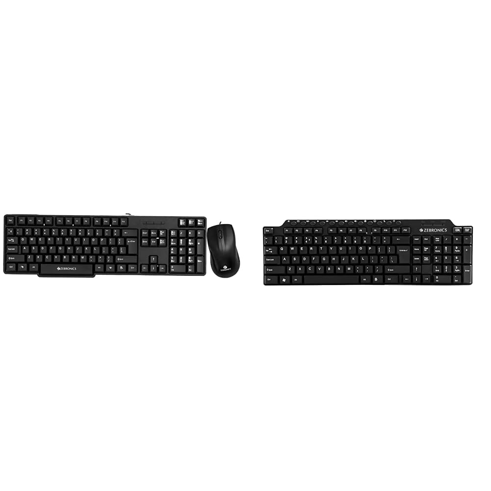 Zebronics Wired Keyboard and Mouse Combo with 104 Keys and a USB Mouse with 1200 DPI -JUDWAA 750