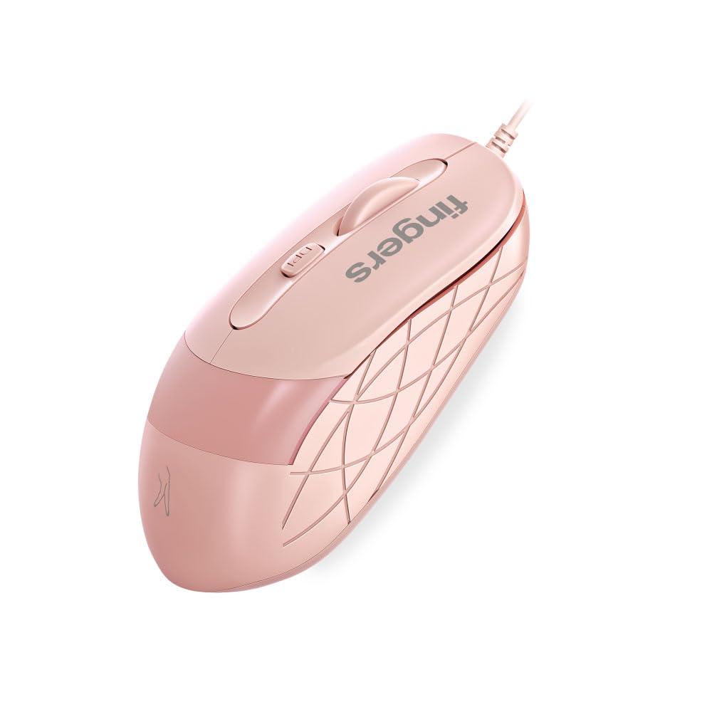 FINGERS SuperHit Wired Mouse with Advanced Optical Technology (Lightweight | Trendy Dual-Tone Design | Works Well with Windows, macOS, Linux) (Blush Pink)