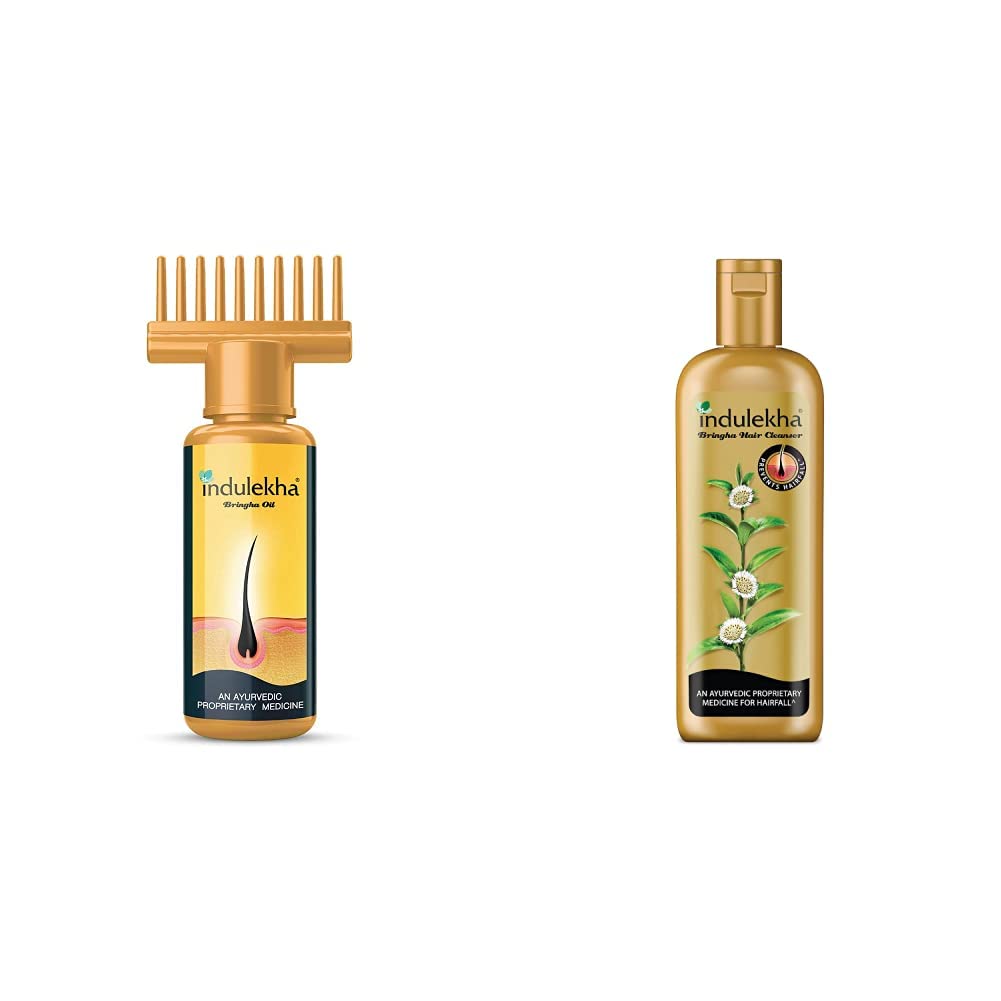 Indulekha Bhringa Hair Oil, 100ml & Bringha Hair Anti-Hair Fall Shampoo, 100ml