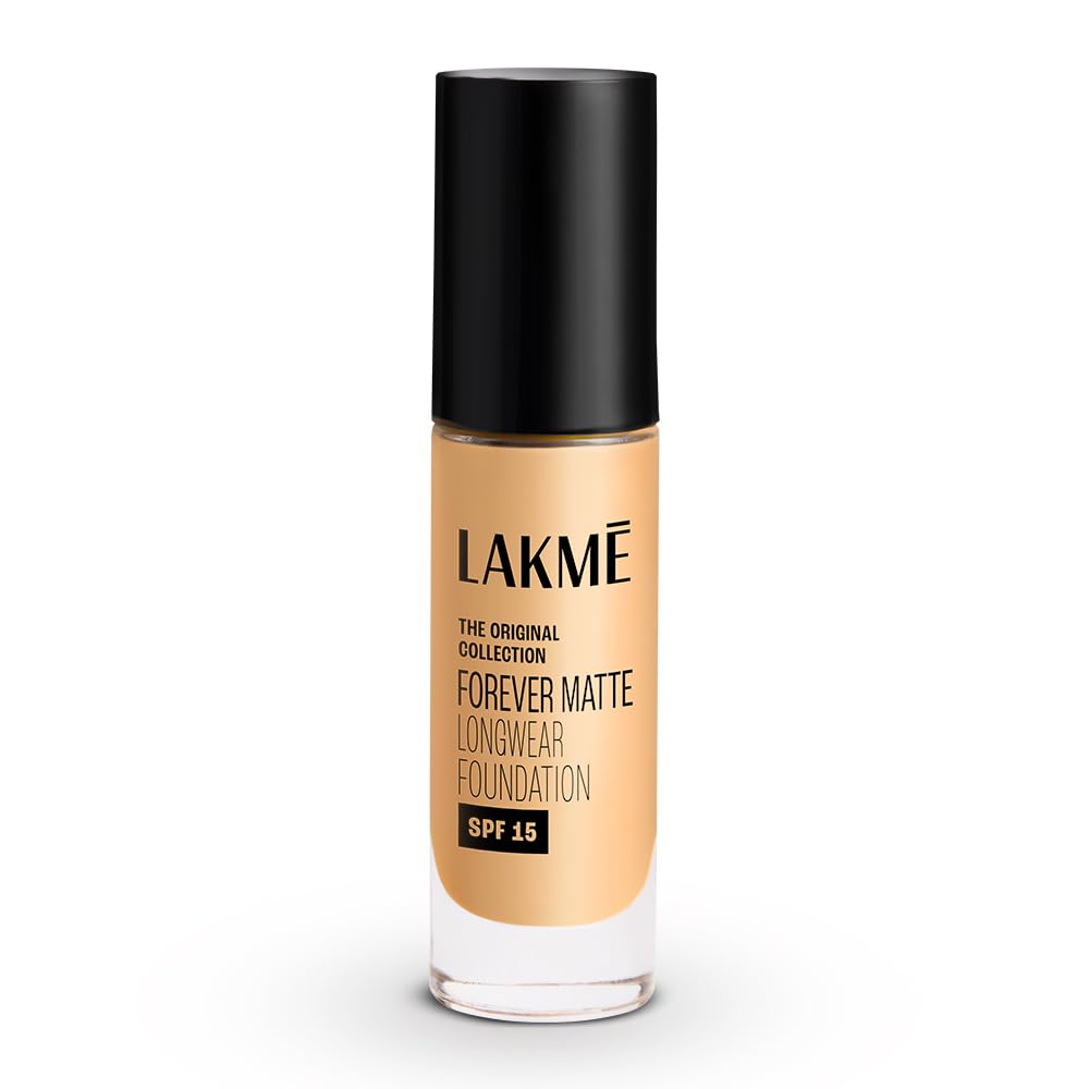 Lakme Forever Matte Longwear Foundation with SPF 15 and Active Niacinamide | Brightens Skin | Long Lasting Matte Finish |Natural Marble,25 ml