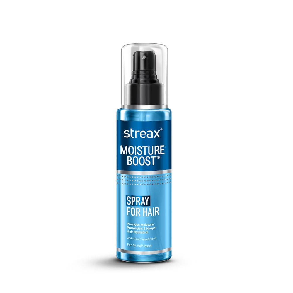 Streax Moisture Boost Spray Hair Serum for Dry Frizzy Hair - 50 ml | Hair Styling Serum for Women & Men | Hydrating, Frizz Free, Smooth & Silky finish I With Fision AquaShield