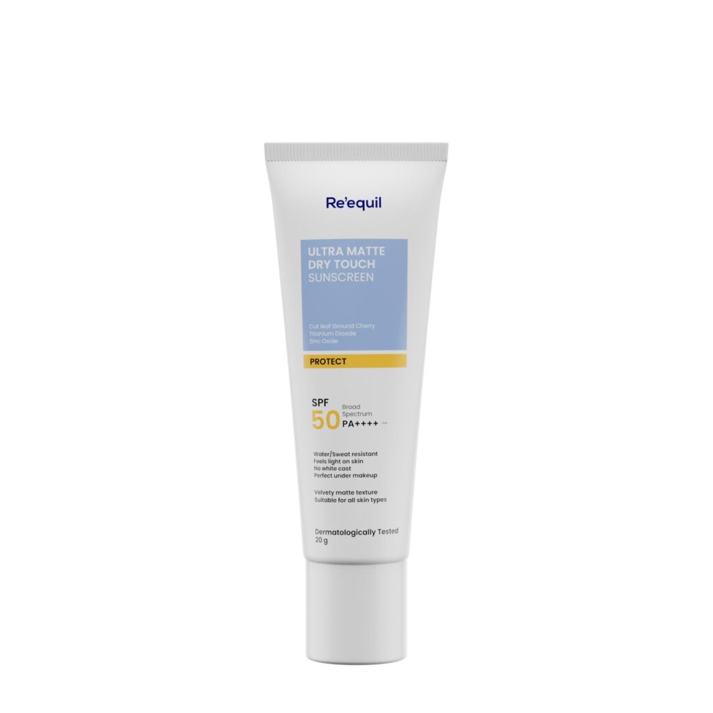 Re' Equil Ultra Matte Dry Touch Sunscreen Gel Spf 50 Pa++++, Water Resistant With Zinc Oxide And Titanium Dioxide 20G