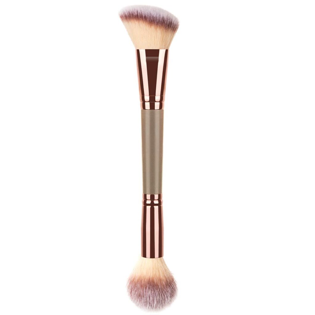 COSLUXE Foundation Makeup Brush, Double Ended Makeup Brushes for Blending Liquid Powder, Concealer Cream Cosmetics, Blush brush B02-Brown, 1 - Pcs