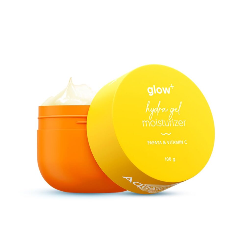 Aqualogica Glow+ Hydra Gel Moisturizer with Vitamin C & Papaya - 100 g|24-Hour Intense Hydration|Weightless Water-Like Gel Texture|Non Sticky & Quick Absorbing for Glowing Skin