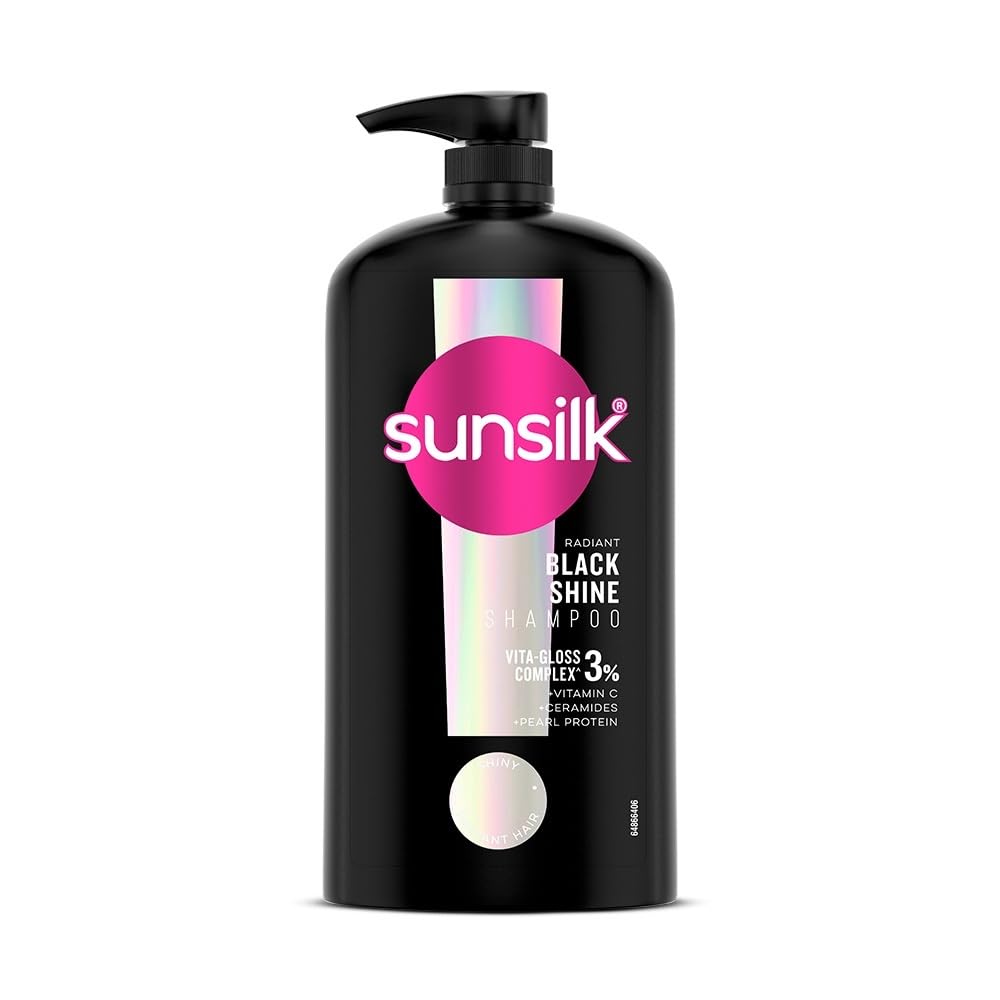 Sunsilk Radiant Black Shine Shampoo 1000 ml || Infused with 3% VITA-GLOSS COMPLEX* || Gives Glass Shine Hair