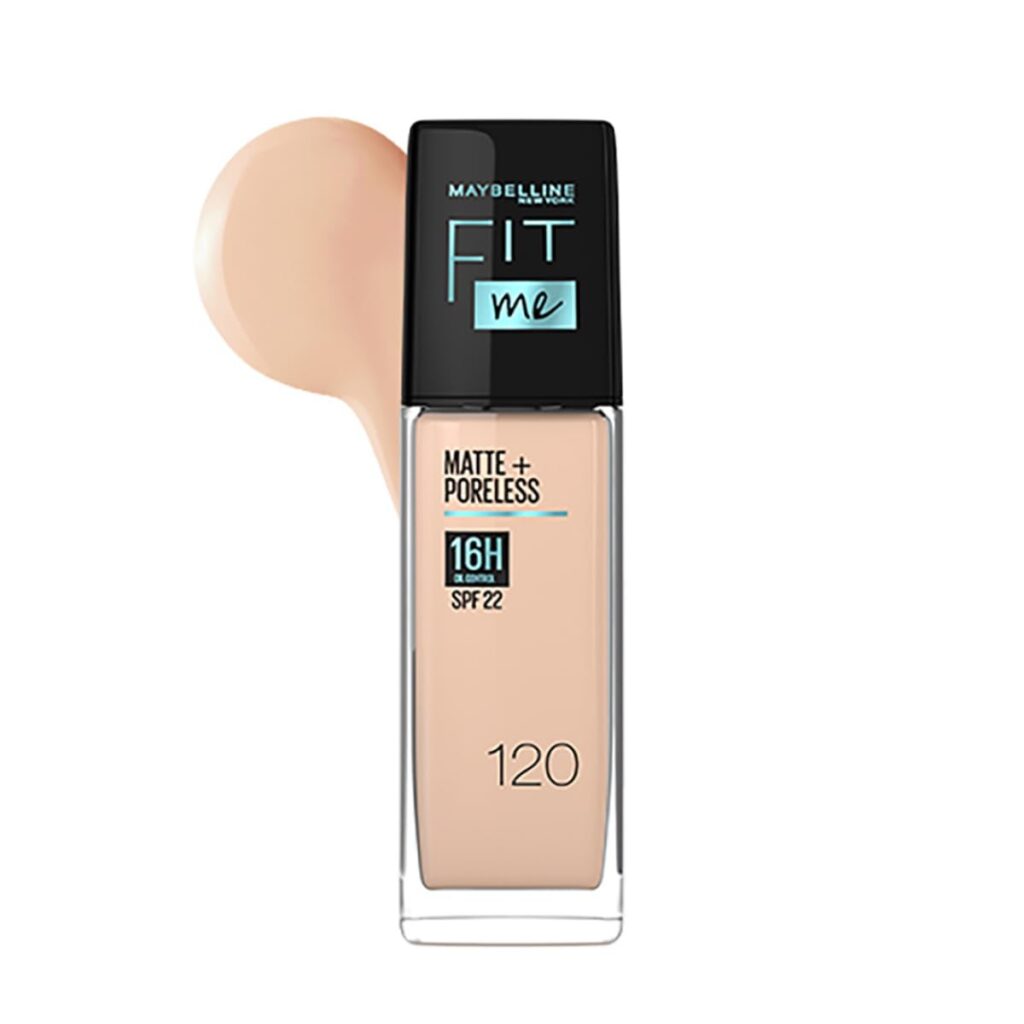 Maybelline New York Liquid Foundation, Matte Finish, With SPF, Absorbs Oil, Fit Me Matte + Poreless, 120 Classic Ivory, 30ml