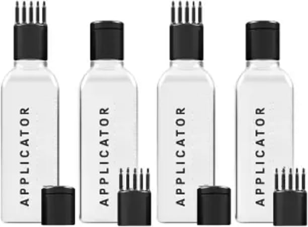 Glamezone Hair Root Applicator Bottle with Comb Cap for Applying Hair Oil Shampoo Medicine 100 ml Bottle (Pack of 4, White, Plastic)