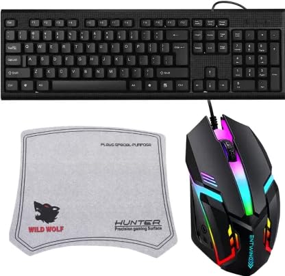ENTWINO Rgb Keyboard&Mouse Combo Set With Braided Wire,Mouse Pad,And 104-Key Mechanical Keyboard,Usb