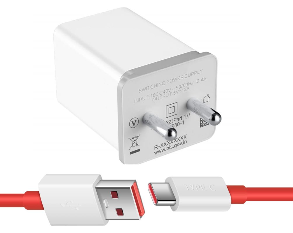 USB Charger Adapter for Sam-Sung Galaxy F12 Charger Original Like Adapter Fast Charging Super Fast Wall Adapter with 1m Type C USB Data Cable (IC-OPP-RED)