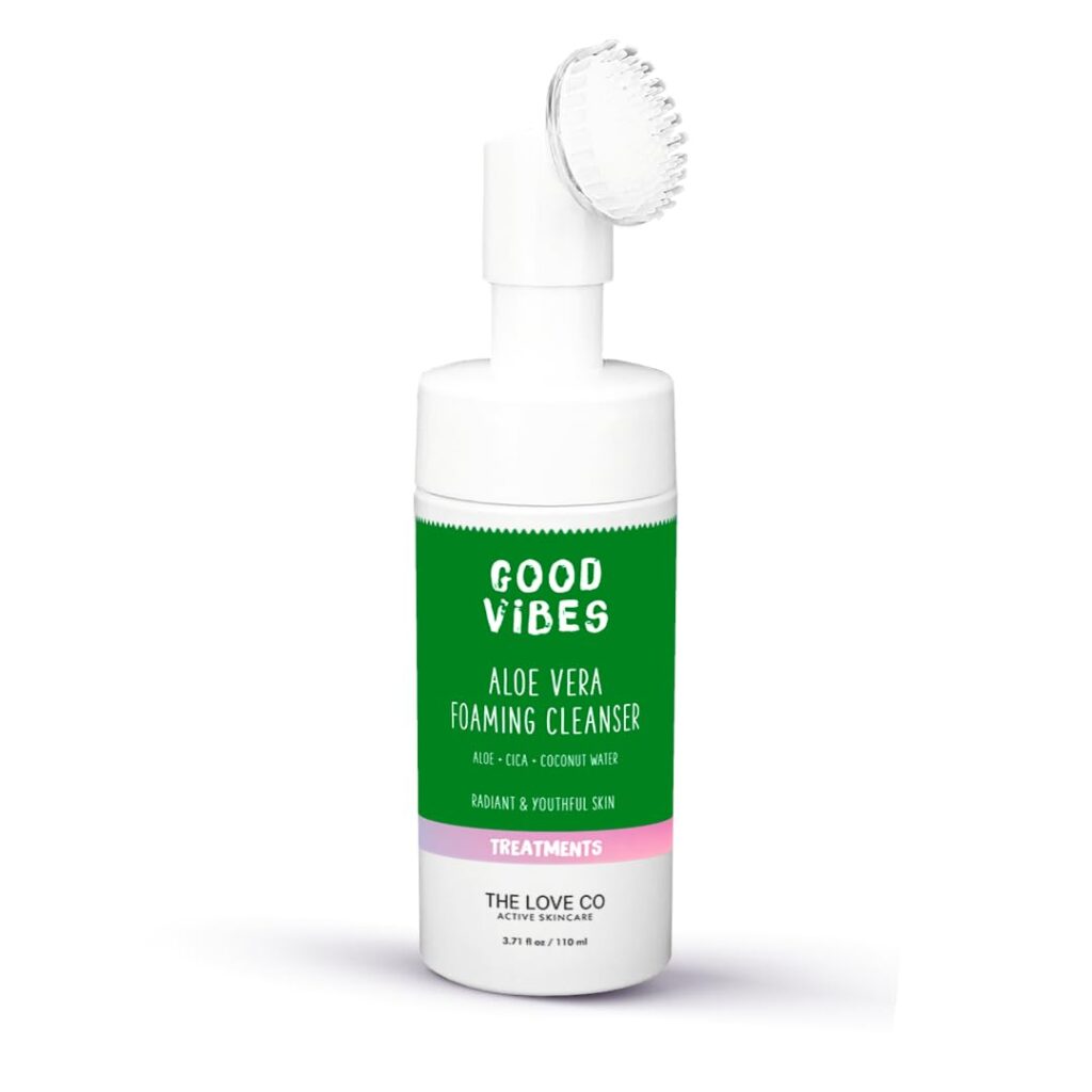 The Love Co Aloe Vera Foaming Face Cleanser For Oily & Dry Skin | Anti Acne | Gentle, Clear Skin | Paraben & Sulphates Free | Face Wash for Women & Men | 110ml
