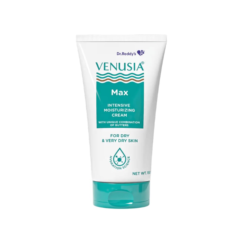 Dr. Reddy's Venusia Max Intensive Moisturizing Cream | Dermatologist Recommended for Dry to Very Dry Skin | Clinically proven for up to 24 hrs. Moisturization | For Face & Body | Cocoa Butter, Mango Butter & Aloe Butter | 150 g.