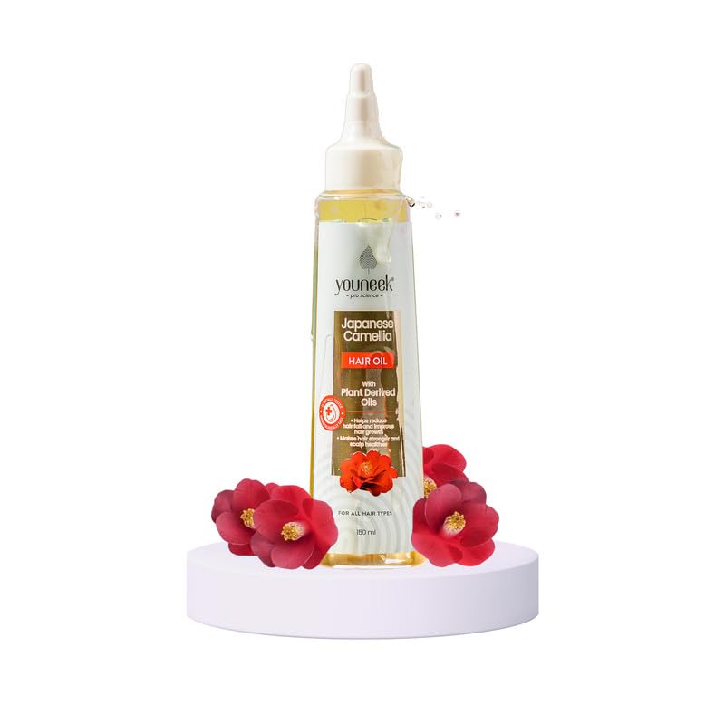 Youneek Pro Science Japanese Camellia Hair Oil I Reduces Hair Fall in 28 Days & Prepares Scalp for Growth I Anti-Frizz, Split-End Repair l Lightweight, Non-Greasy Formula with Camellia, Coconut & Sesame Oils Vitamin E I For Women & Men -150ml (Pack of 1)
