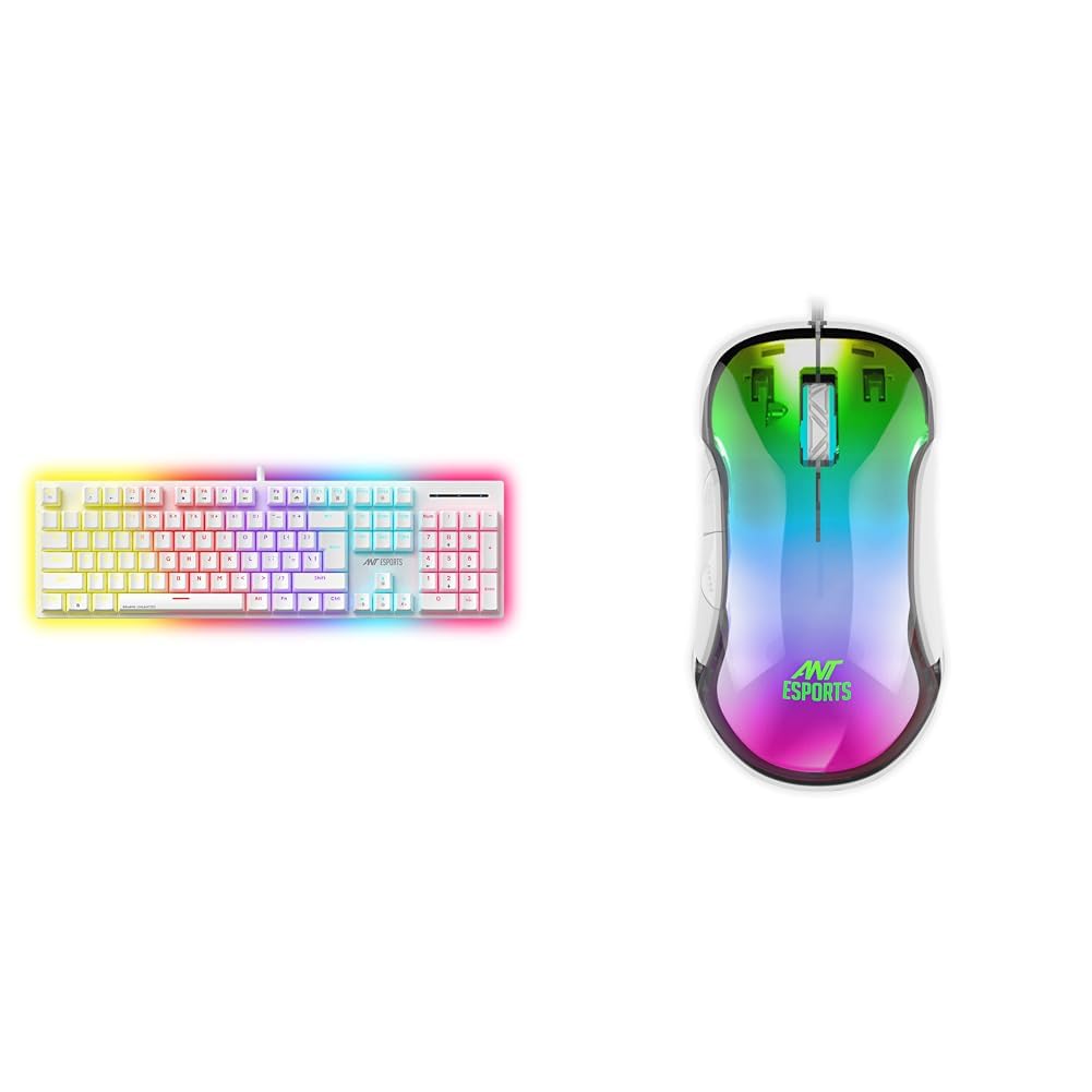 Ant Esports MK3400 Pro V3 Mechanical RGB Gaming Keyboard – White GM610 7D Crystal Full RGB Gaming Mouse- White