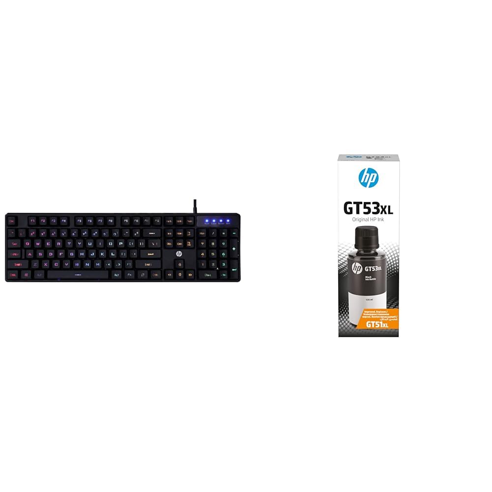 HP K300 Backlit Membrane Wired Gaming Keyboard with Mixed Color Lighting, 4 LED Indicators, Matte Fi