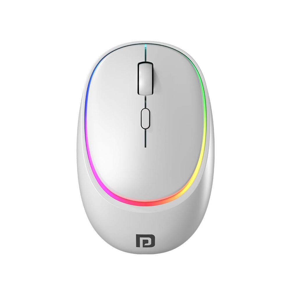 Portronics Toad IV Bluetooth Mouse with 2.4 GHz Wireless (Dual Connectivity), Rechargeable, Connect up to 3 Devices, RGB Lights, Adjustable Optical DPI, for Laptop, PC, Tablet, Smartphone (White)