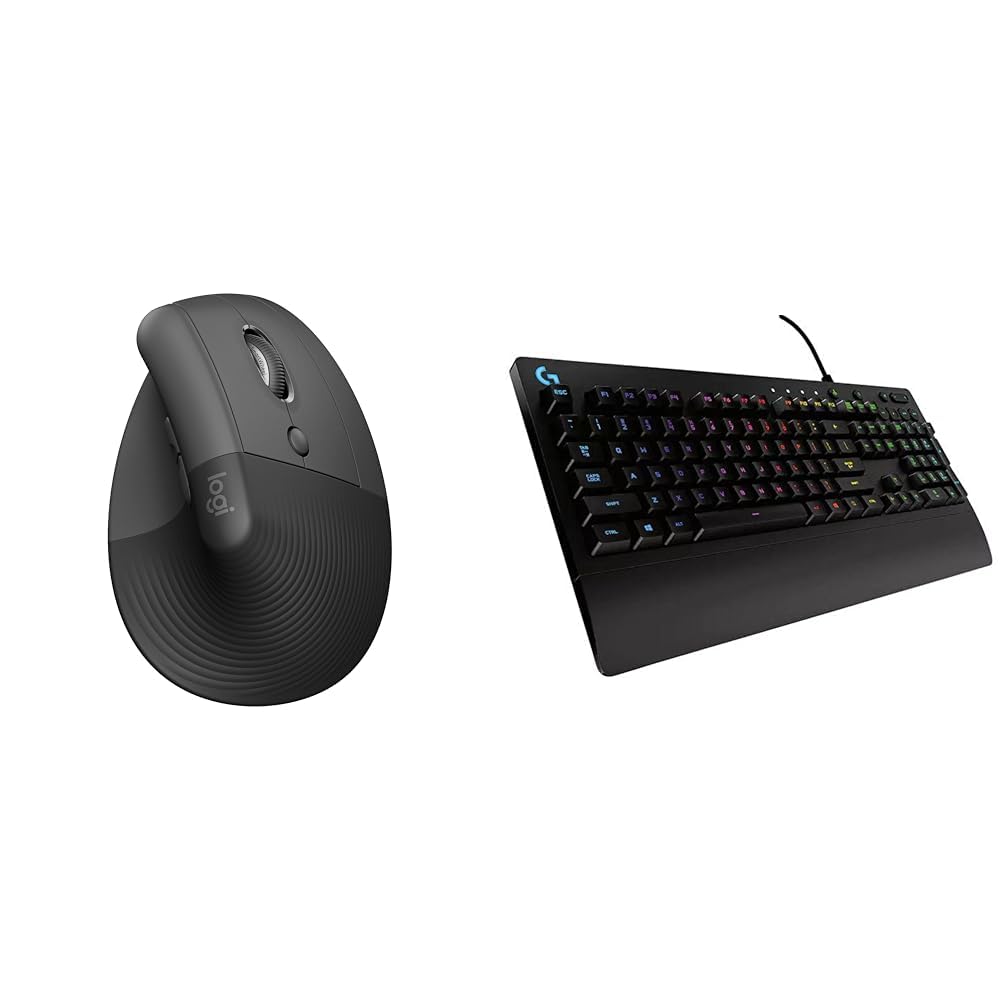 Logitech Lift Vertical Ergonomic Mouse, Wireless, Bluetooth or Logi Bolt USB Receiver, Quiet clicks,