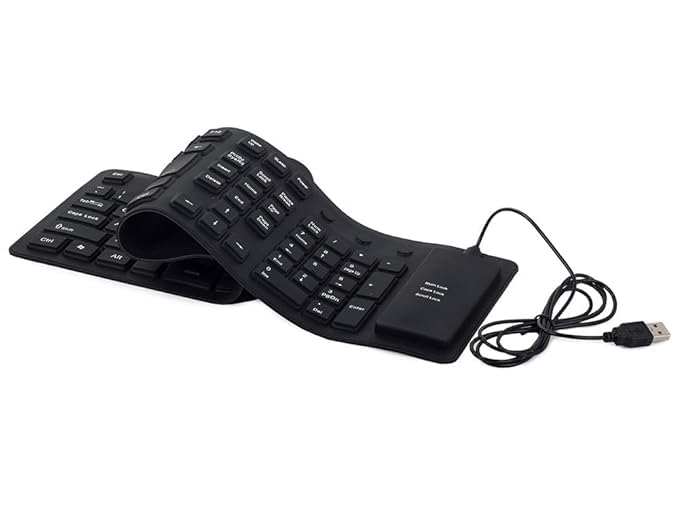 Autio EXIM Foldable Silicone Keyboard | USB Wired Waterproof Rollup Keyboard, Slim & Portable Flexible Design for Soft Silent Typing on PC, Notebook & Laptop | Ideal for Travel & Home Use