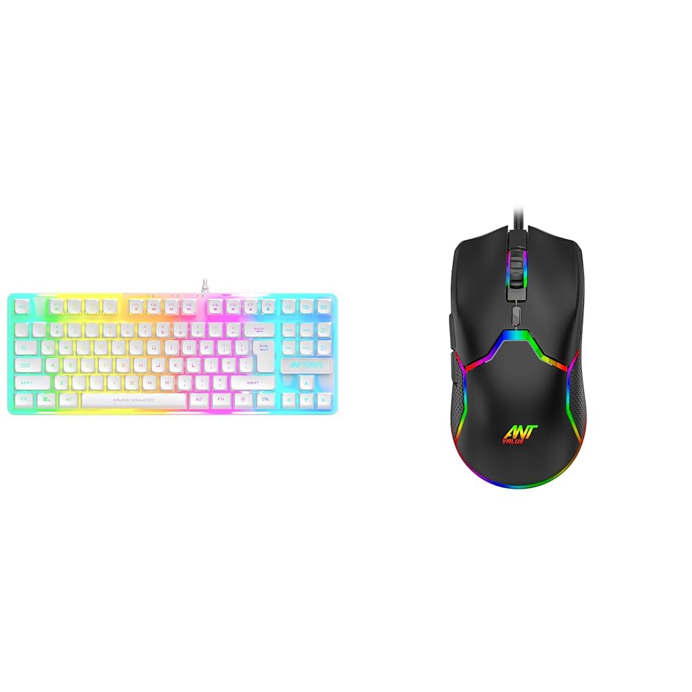 Ant Esports MK700 V2 Membrane TKL Wired Gaming Keyboard & Ant Value GM1001 USB Wired Gaming Mouse