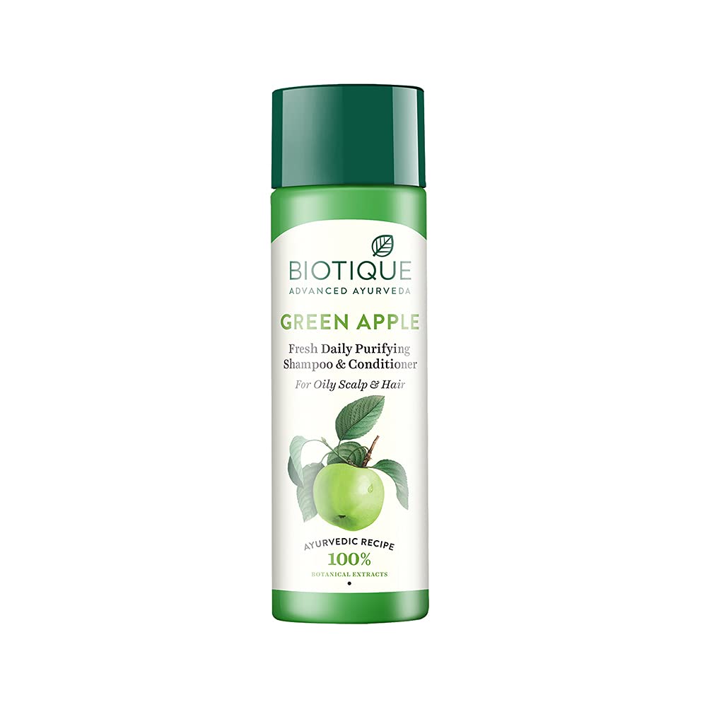 Biotique Green Apple Shine & Gloss Shampoo & Conditioner| Promotes Healthy, Shiny and Glossy Hair | Nourishes Scalp | Makes Hair Soft & Smooth |100% Botanical Extracts| All Skin Types | 190ml