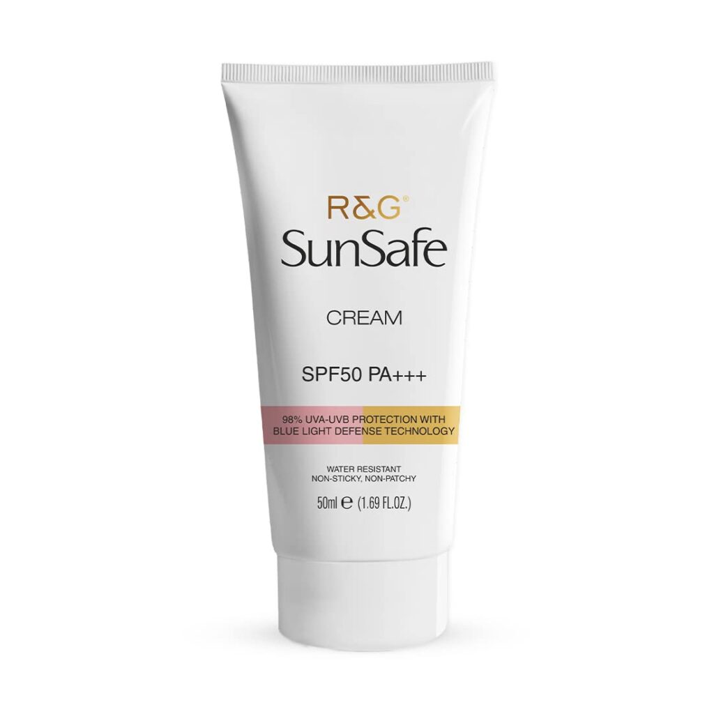 R&G SunSafe SPF 50 Sunscreen 50 ml | Broad Spectrum PA+++ | Protection Against UVA-UVB Rays | Non-Sticky & Non-Patchy | Water Resistant Sunscreen | For Women & Men