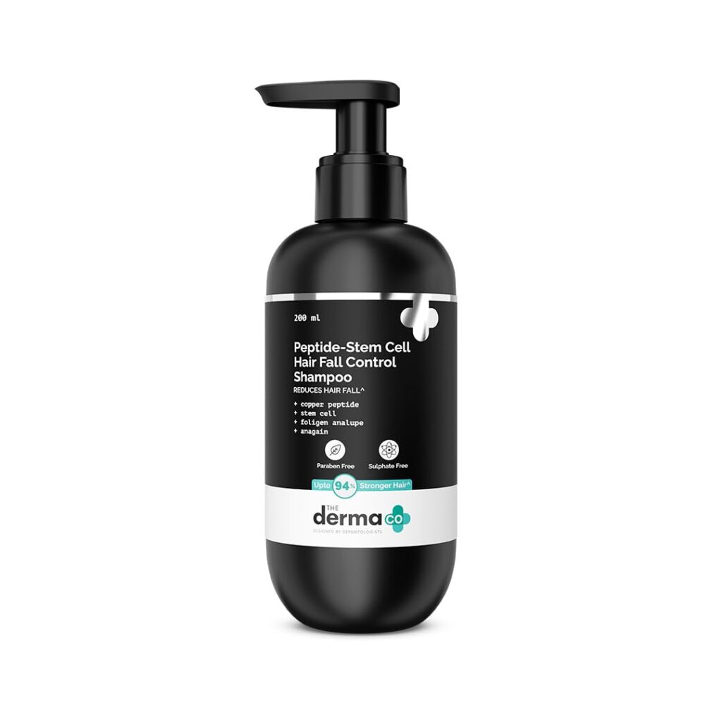 The Derma Co. Peptide- Stem Cell Hair Fall Control Shampoo | Paraben & Sulphate Free | Shampoo for Women & Men | Reduces hair fall and breakage | Improves Scalp health - 200 ml