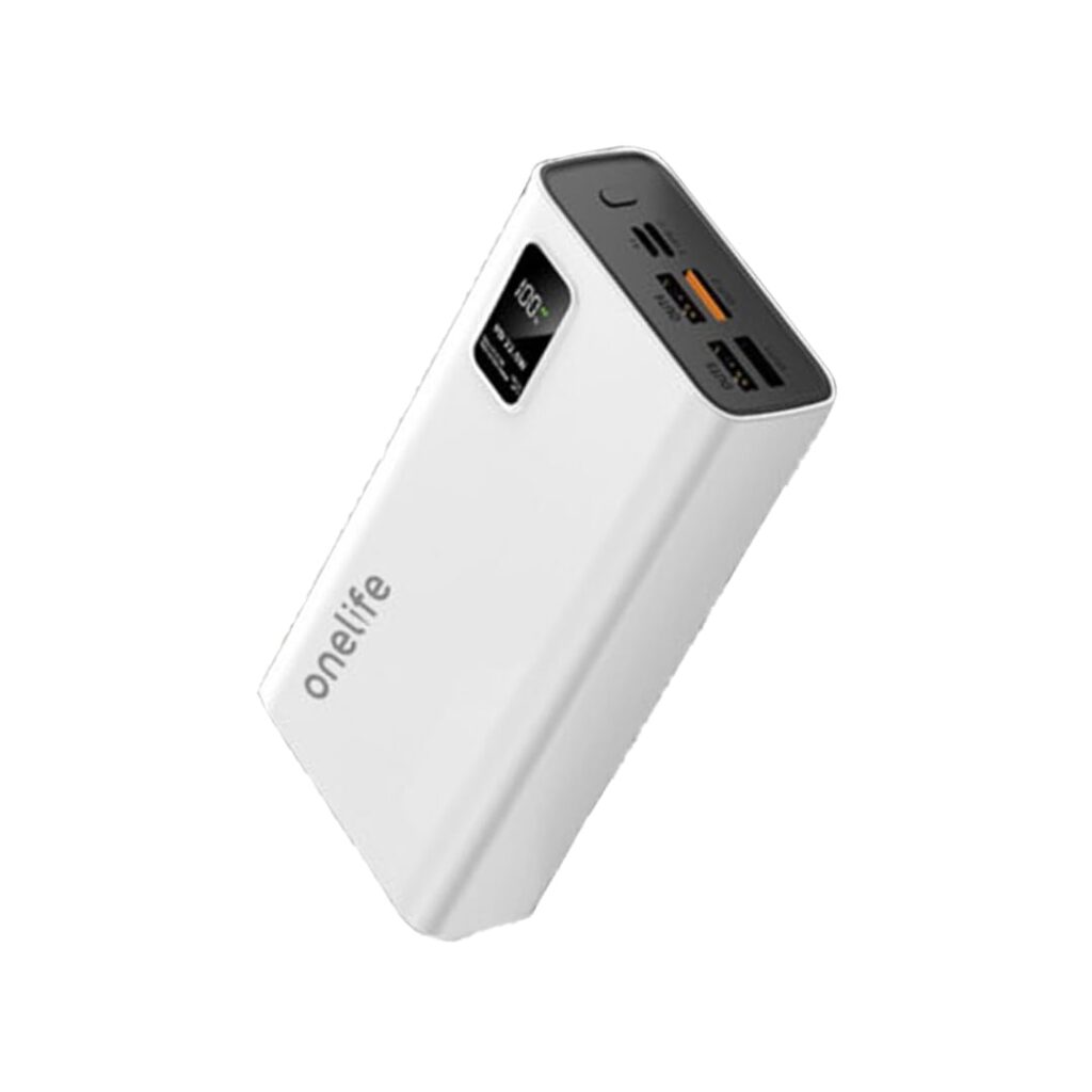 One Life 30000mAh Fast Charging Power Bank | 22.5W QC & 20W PD | Dual Input (Type-C & Micro USB) | 3 Outputs | Power Bank for iPhone, Android, Mobile | Portable & Made in India (White)